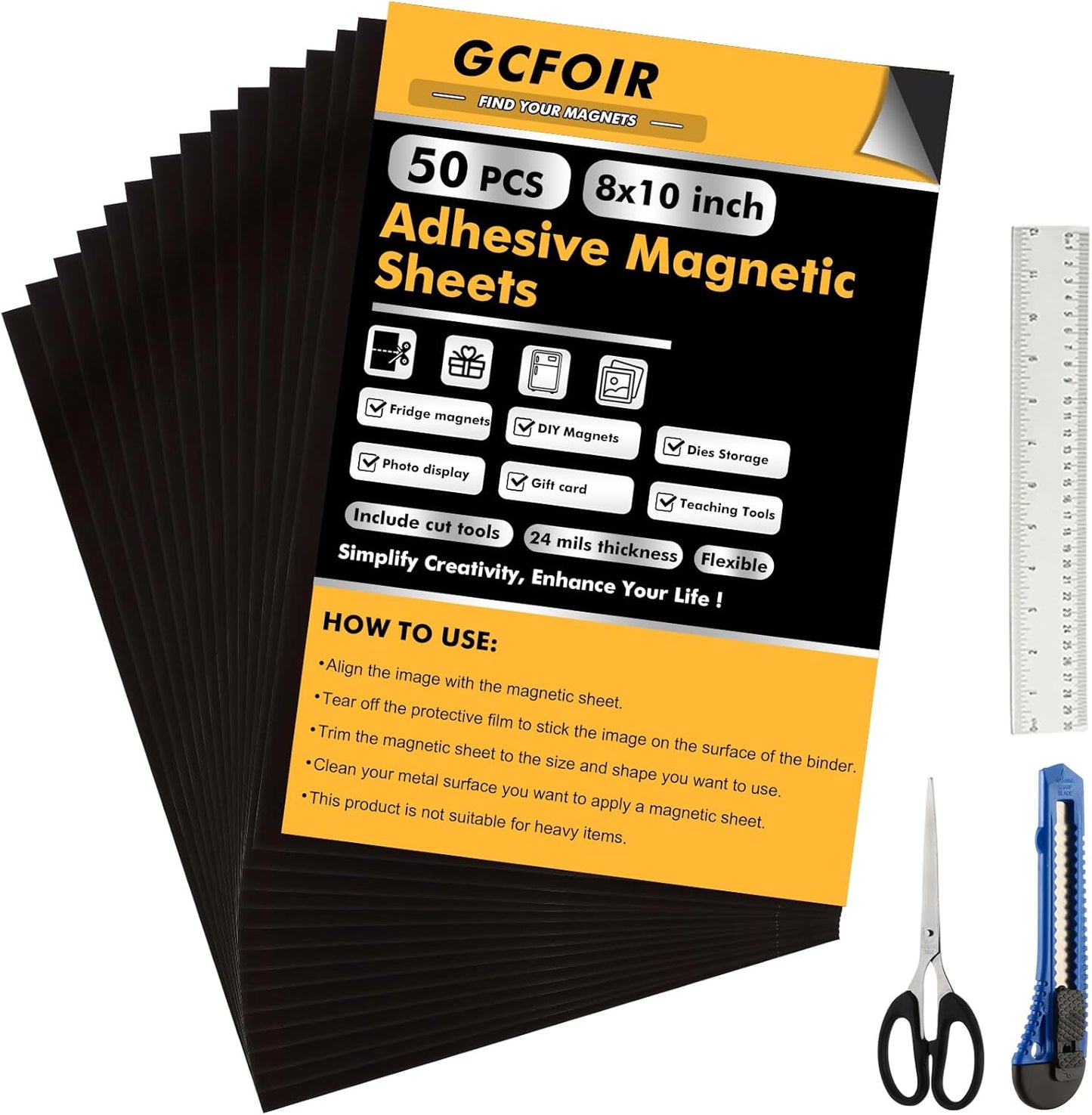 Magnetic Sheets with Adhesive Backing for DIY and Organization