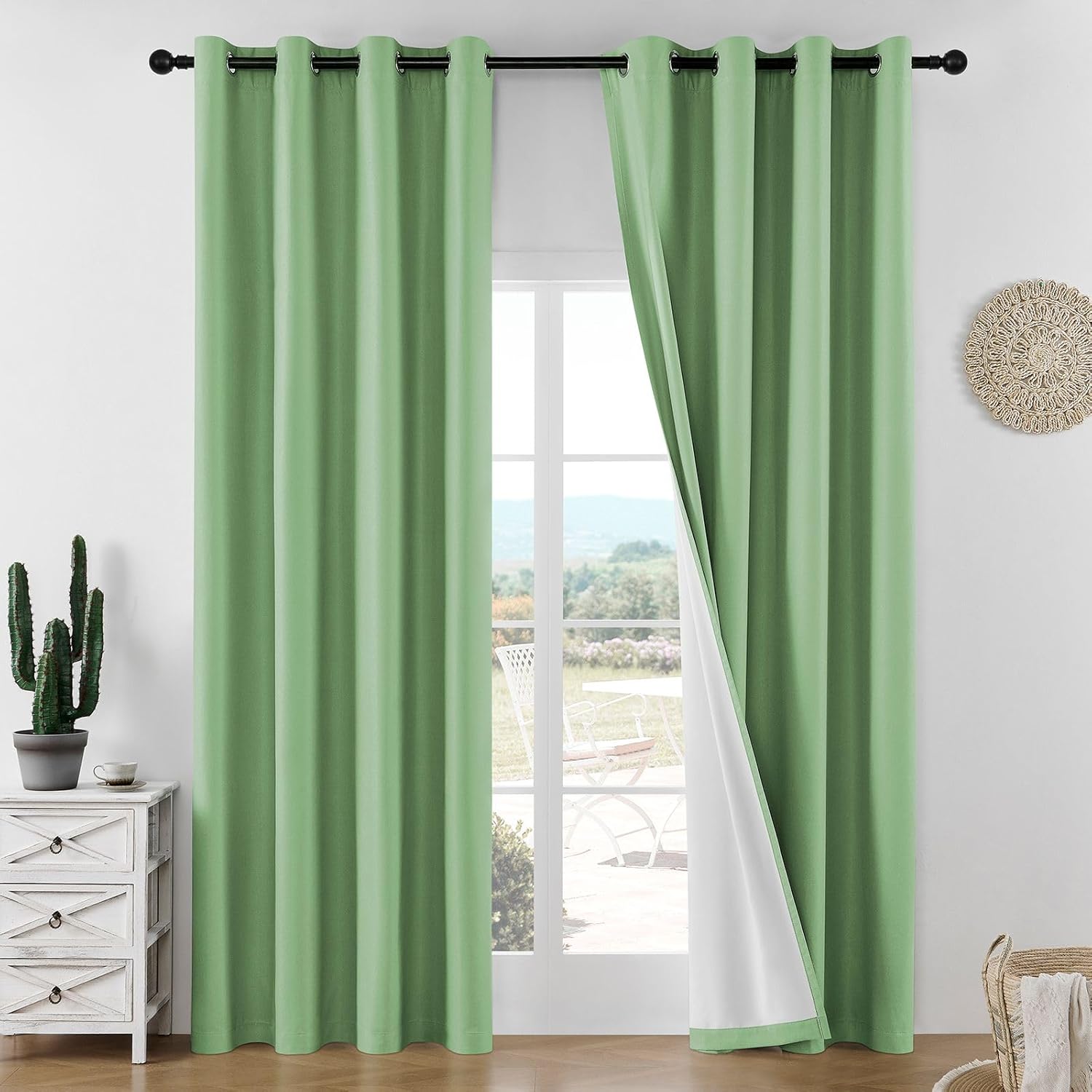 Joydeco Linen Blackout Curtains 120 Inches Long for Bedroom