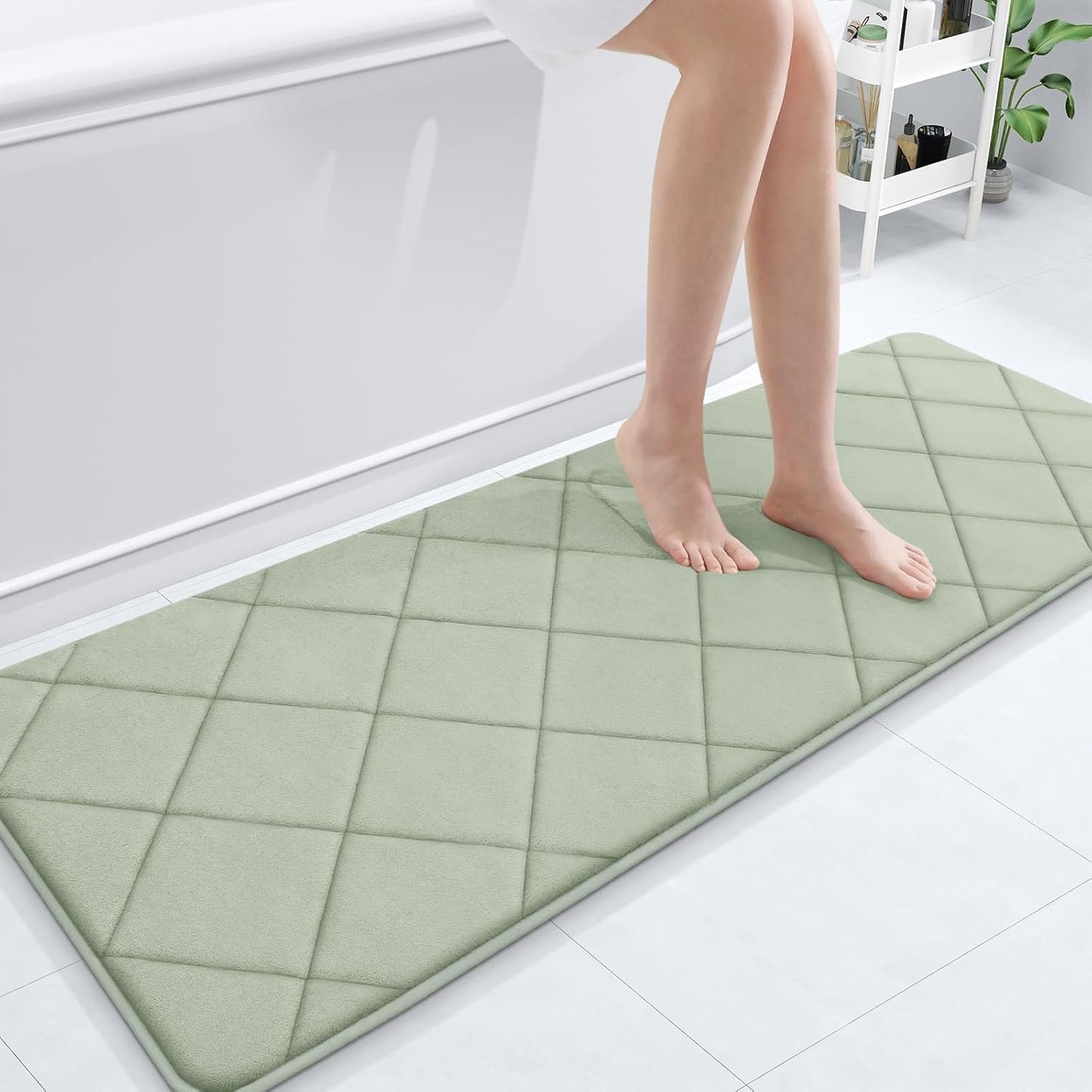 OLANLY Memory Foam Bath Mat 59x20 for Luxurious Comfort