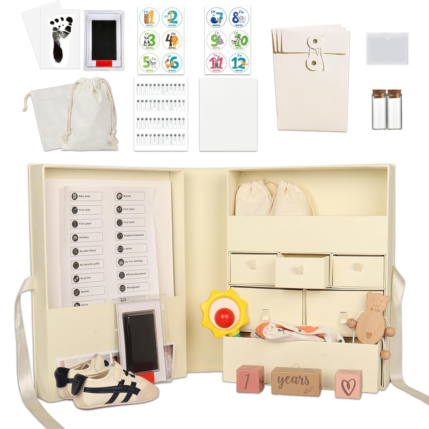 Memory Box for Kids - Large Keepsake Box with Lids for Babies