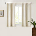 Beige Blackout Cafe Curtains 45 in Length 2 Panel Set - Linen Blend