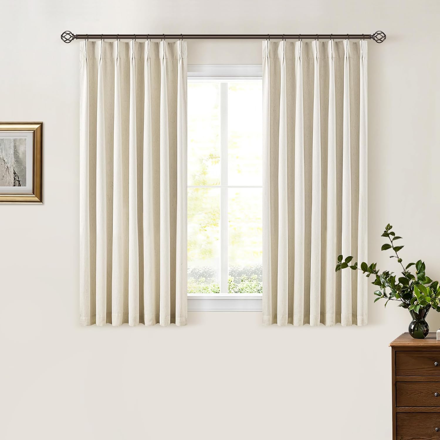 Beige Blackout Cafe Curtains 45 Inch Length for Cozy Spaces