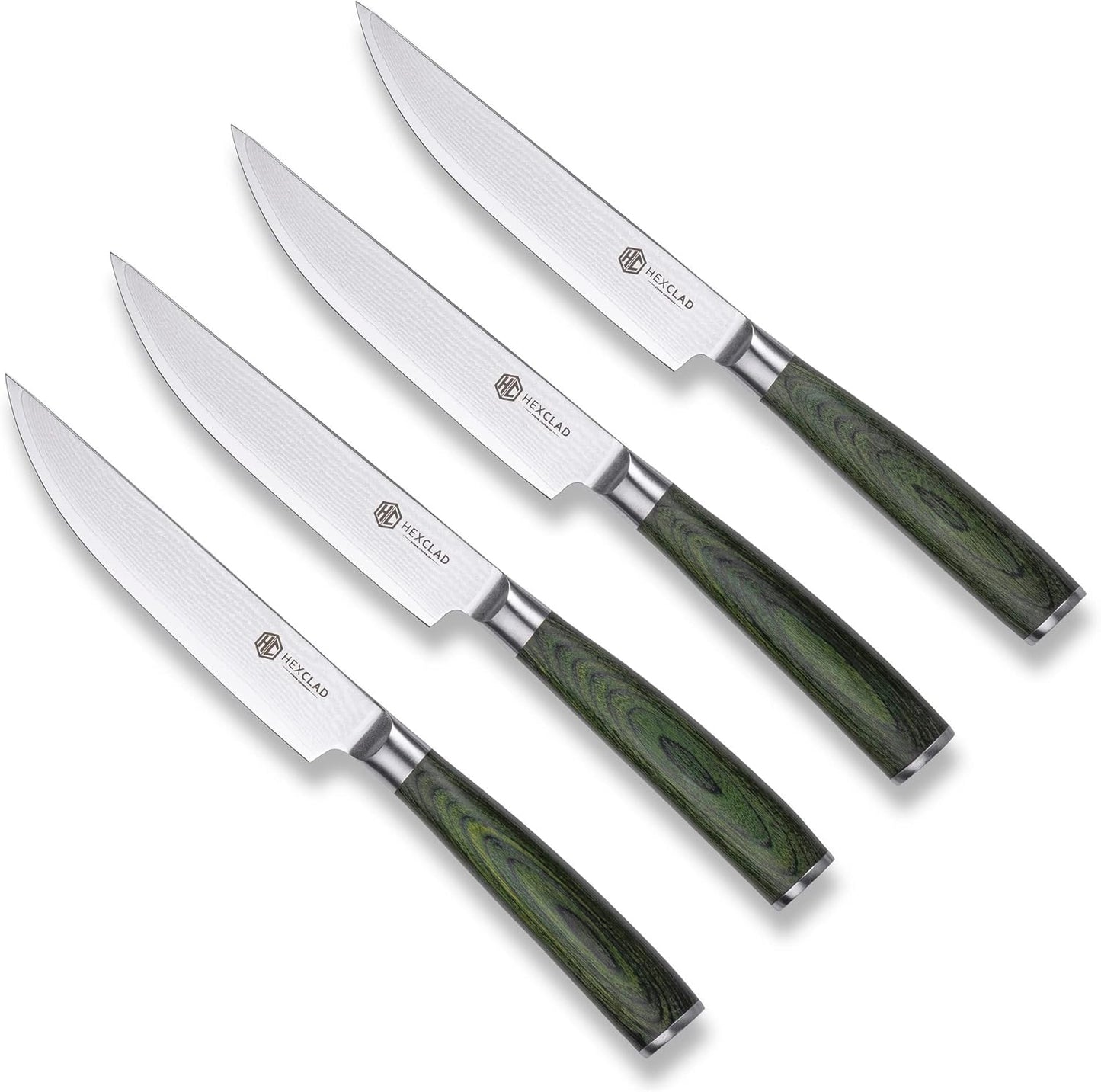 HexClad Steak Knife Set with Damascus Steel Blades for Precision