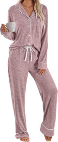 LILLUSORY Women's Long Sleeve Pajama Set - Soft Button-Down Comfort 5%