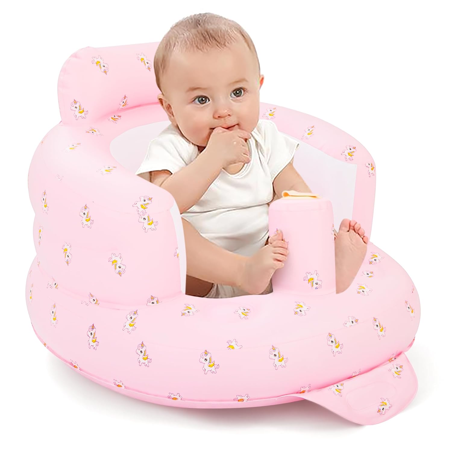 Pink Inflatable Baby Seat - Safe Learning & Feeding Support