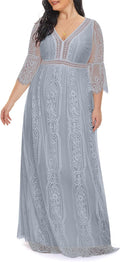 Plus Size Wedding Dress Boho - Maxi Lace Bridal Shower Gown