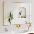 Gold Bathroom Mirror 36x48 in Rectangular Wall Mirror - Modern Brushed