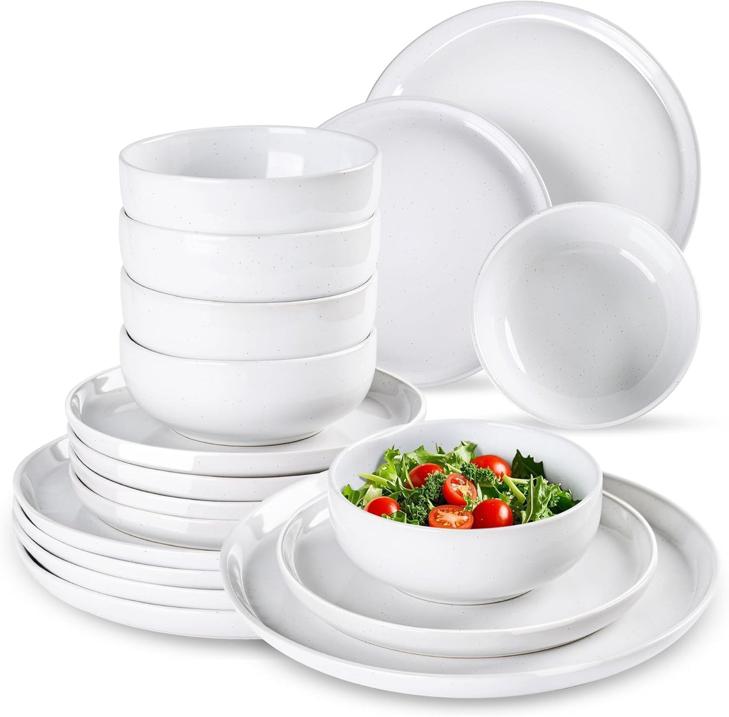 GBHOME Ceramic Dinnerware Set for 6 - 18pcs Stoneware Plates