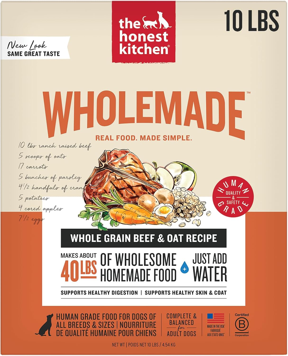 Wholemade Whole Grain Beef & Oat Dog Food for Healthy Pets