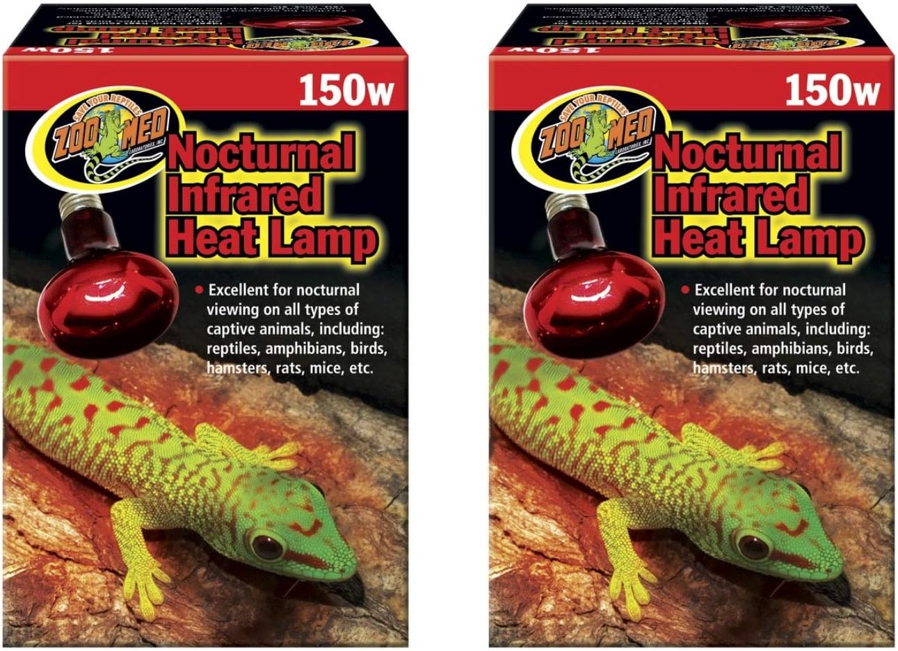 2 Pack Zoo Med 150W Red Infrared Heat Lamps - Efficient Heating