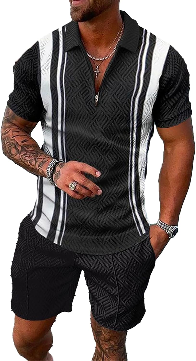 Men's Short Sets Outfits 2 Piece Summer Tracksuit for Comfort