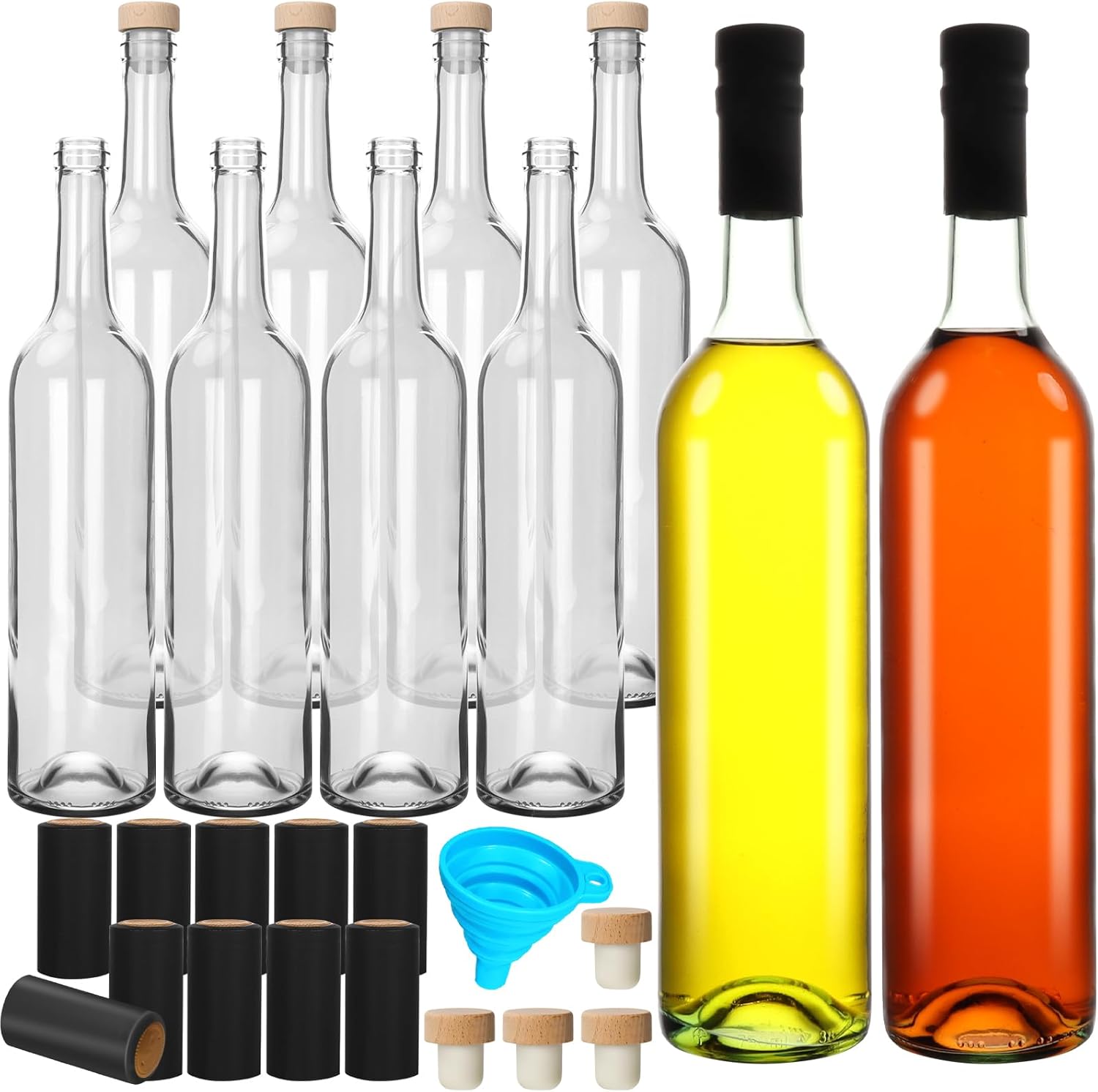 10 Pack 26 oz Glass Bottles with Cork Lids for Home Brewing