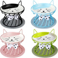 4-in-1 Elevated Pet Food Bowls - Ceramic Whisker-Friendly Set