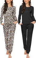 Ekouaer 2 Pack Women's Pajama Set Long Sleeve Top (Style JV49)