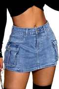 High Stretchy Denim Cargo Skort for Women - Y2K Mini Style