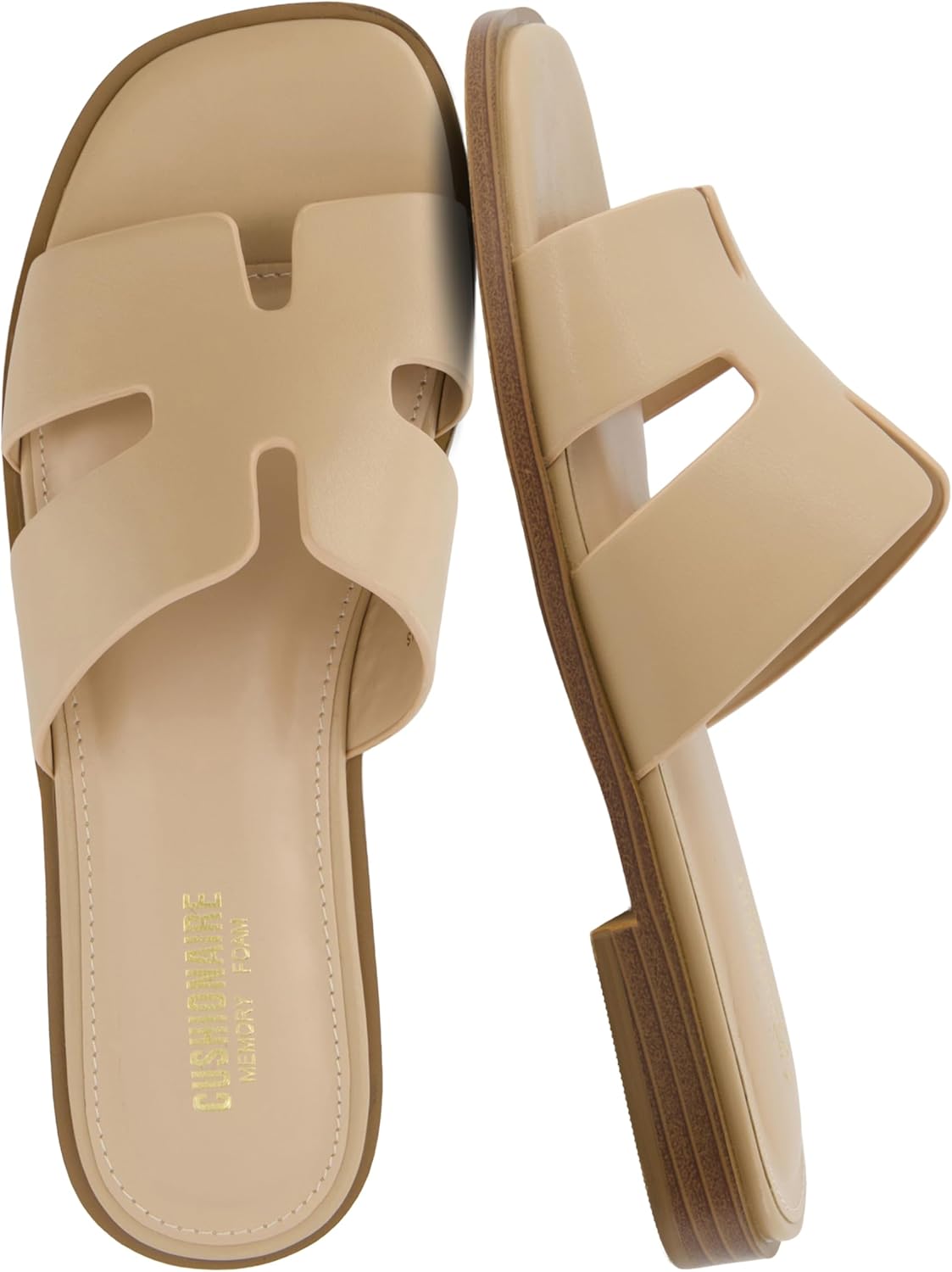 CUSHIONAIRE Voyage Cutout Strap Slides for Trendy Summer Style