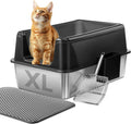 Stainless Steel Cat Litter Box XL with High Walls - Leakproof Design