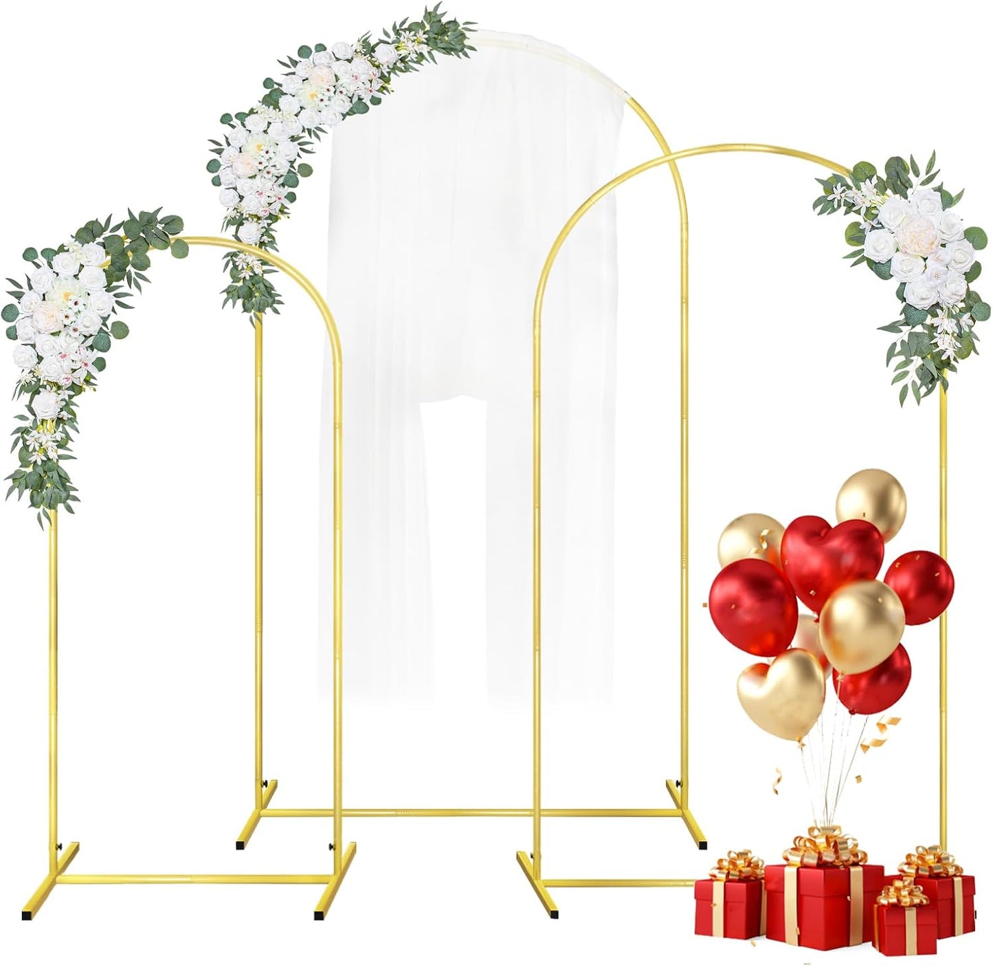 Wedding Arch Backdrop Stand Set of 3 for Events and Parties