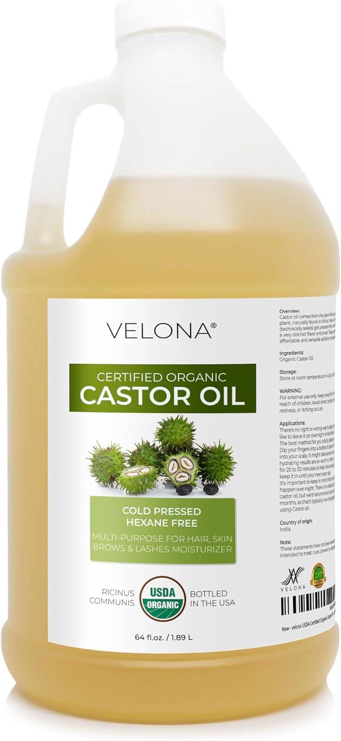 velona USDA Certified Organic Castor Oil for Hair and Skin Care