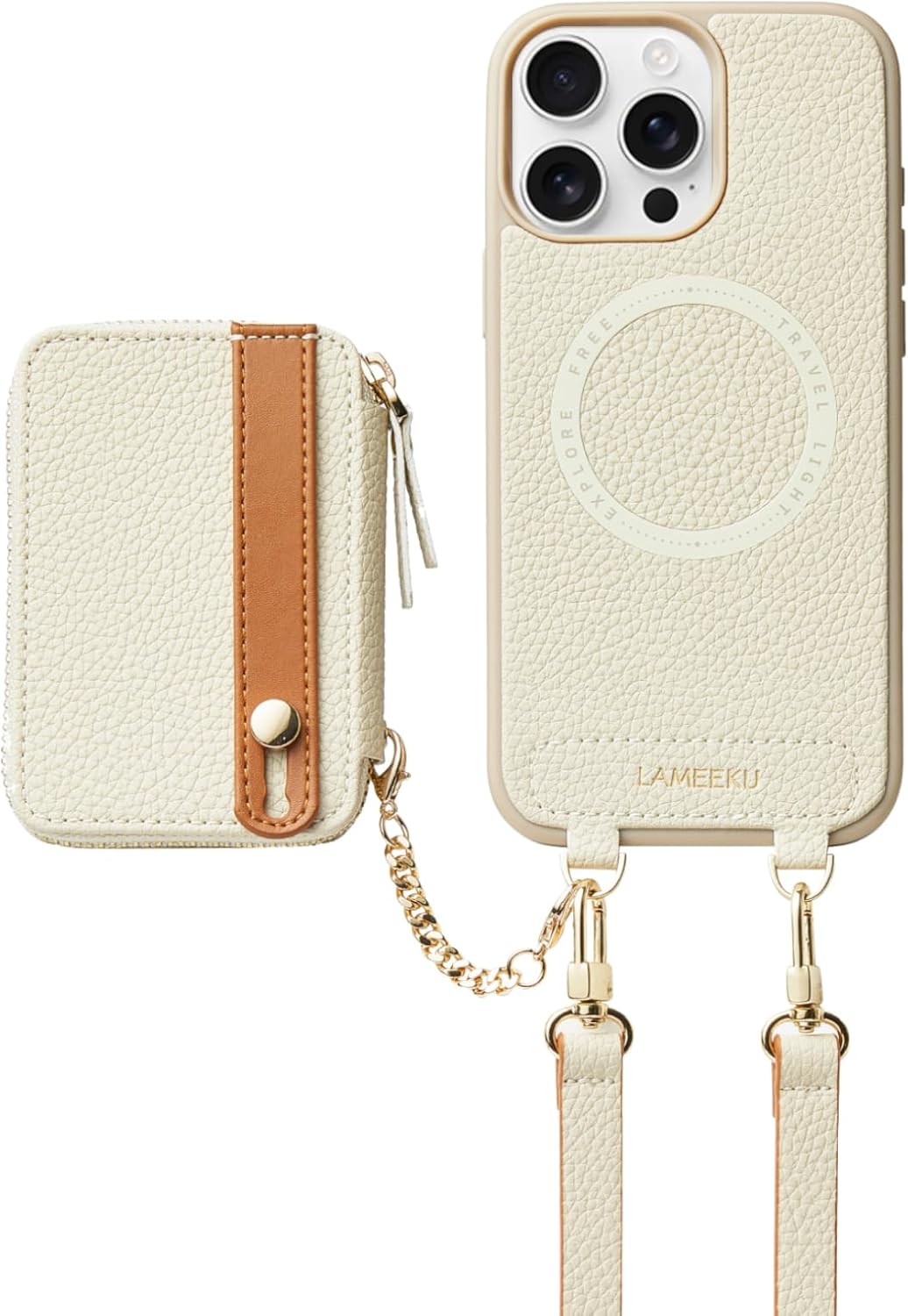 LAMEEKU iPhone 16 Pro Max Case Wallet with Magnetic Card Holder