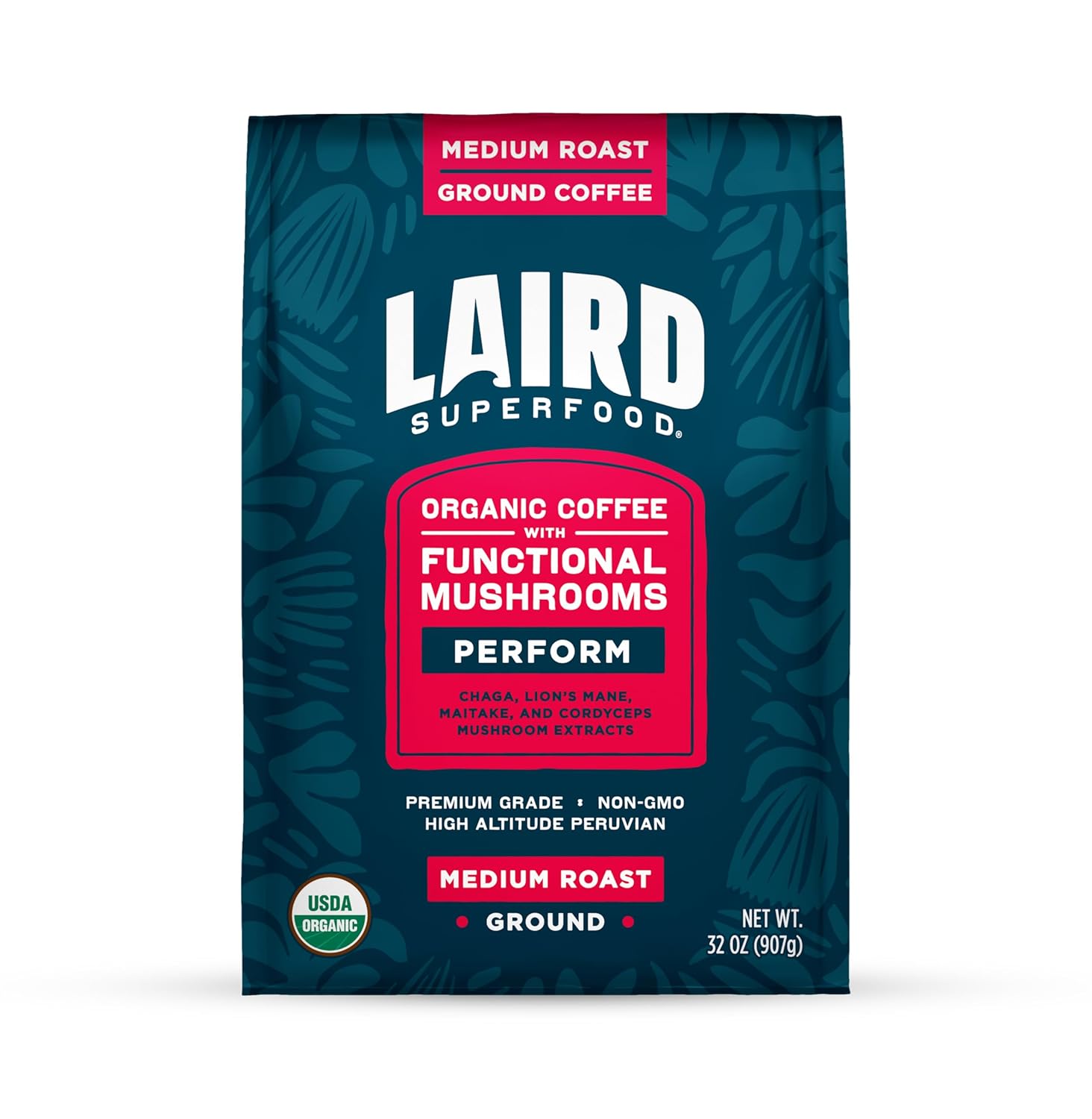 Laird Superfood Peruvian Medium Roast Coffee with Mushrooms