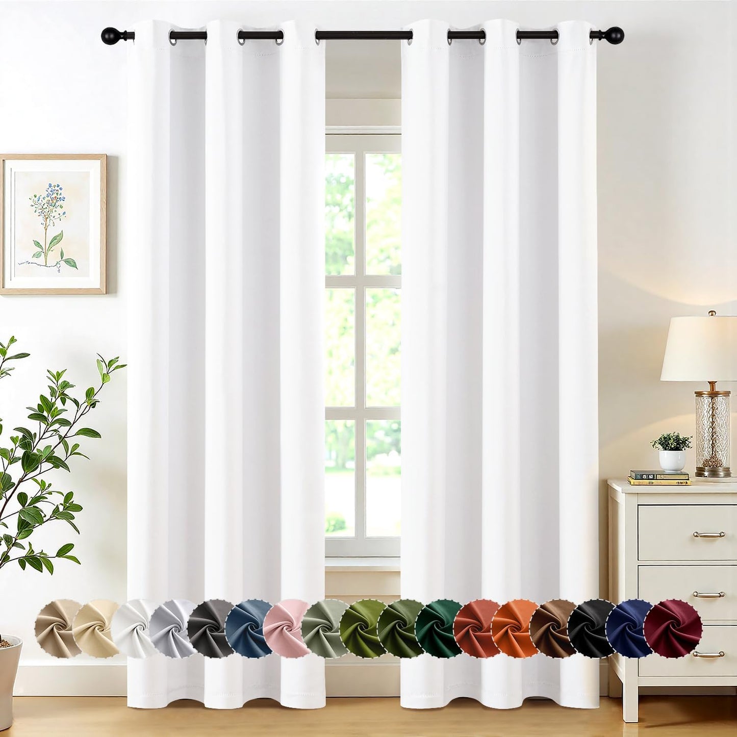 MIULEE Pure White Curtains for Bedroom Living Room 84 Inches Long