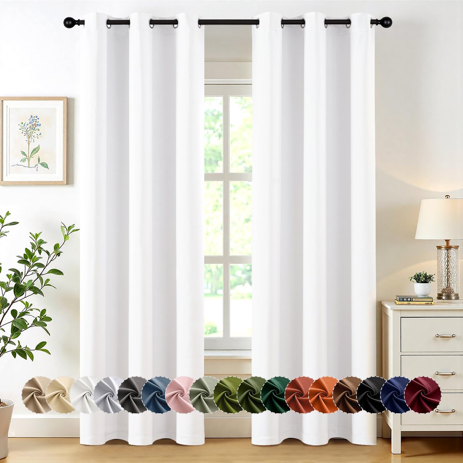 MIULEE Pure White Curtains for Bedroom Living Room 84 Inches Long