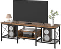 VECELO 3-Tier Industrial TV Stand - Open Shelves, Dark Brown