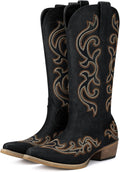 Rollda Cowboy Boots for Women Mid-Calf Snip Toe - Comfortable Western