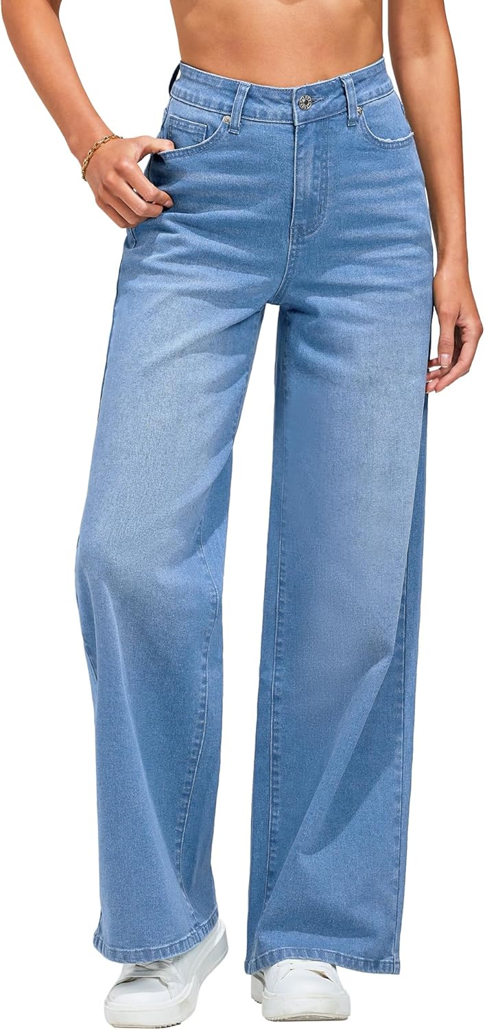 GRAPENT Wide Leg Jeans for Women - Trendy High Waisted Denim