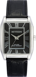 Miykon Vintage Men Square Tank Watch with Black Leather Strap