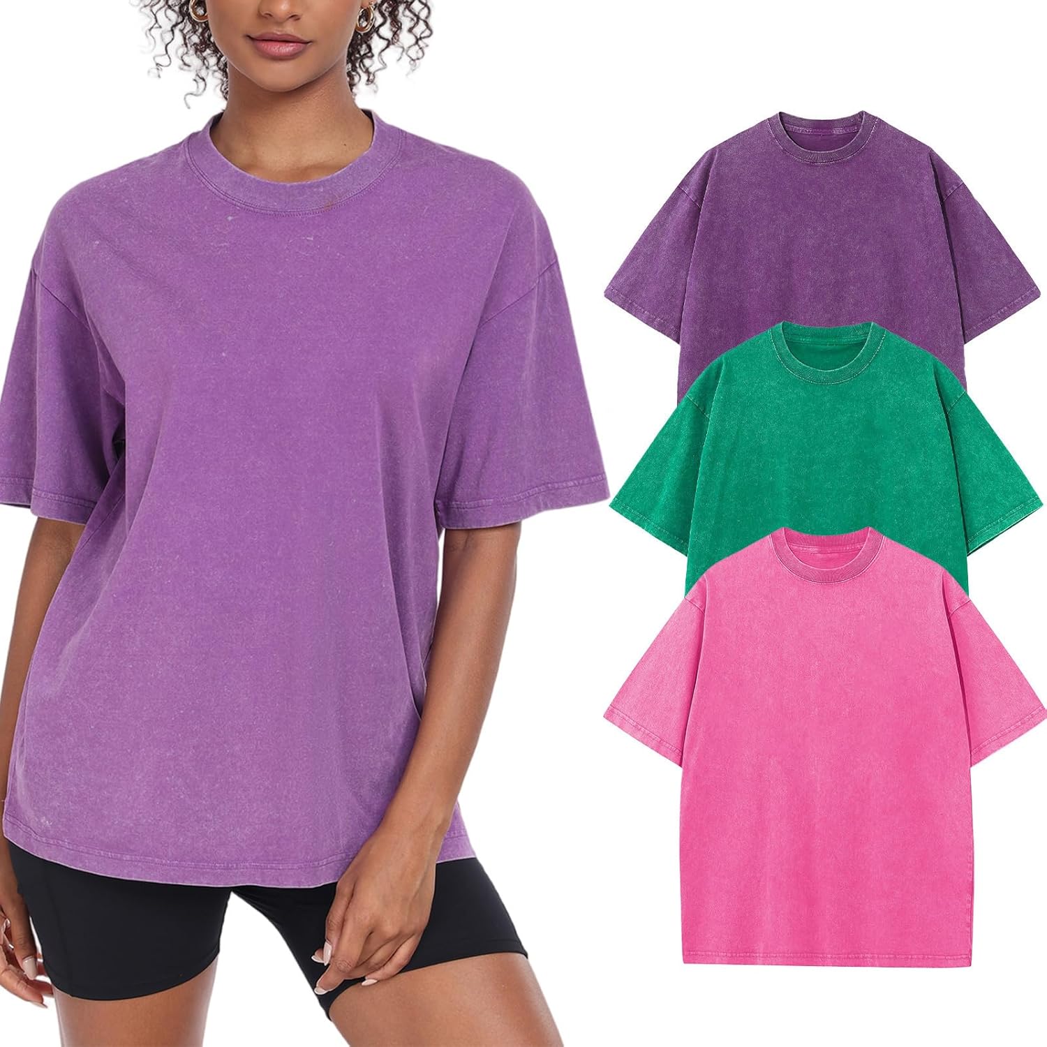 Womens Washed Vintage Oversized T-Shirt for Casual Streetwear