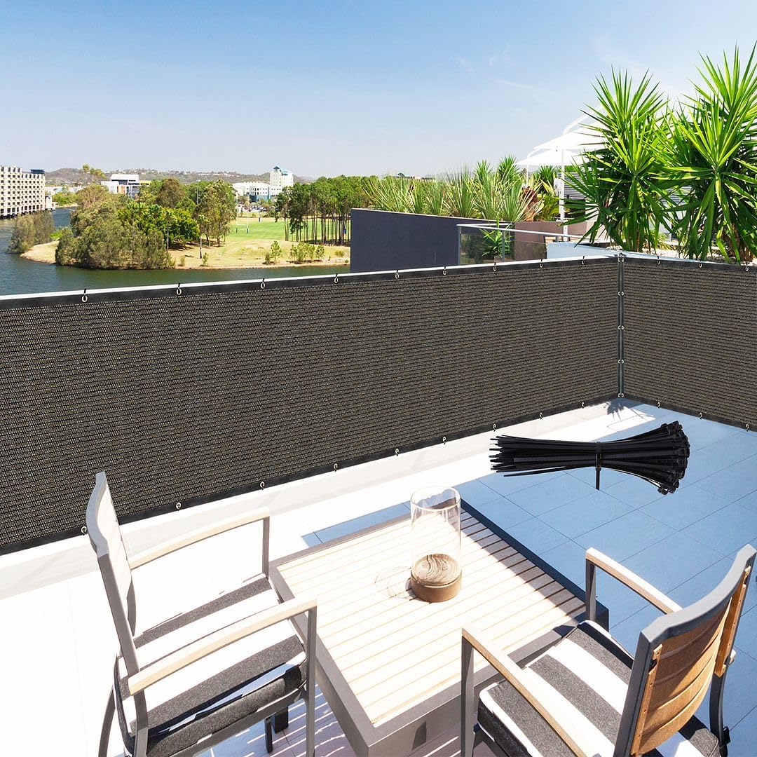 Zip Cable Ties and 3ft x 88ft Brown Privacy Screen for Outdoor Use
