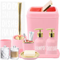 Pink Bathroom Accessories Set - 10 Piece Complete Bath Set