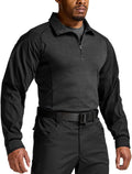 CQR Men's Combat Shirt 1/4 Zip Tactical Long Sleeve - Durable Fit is