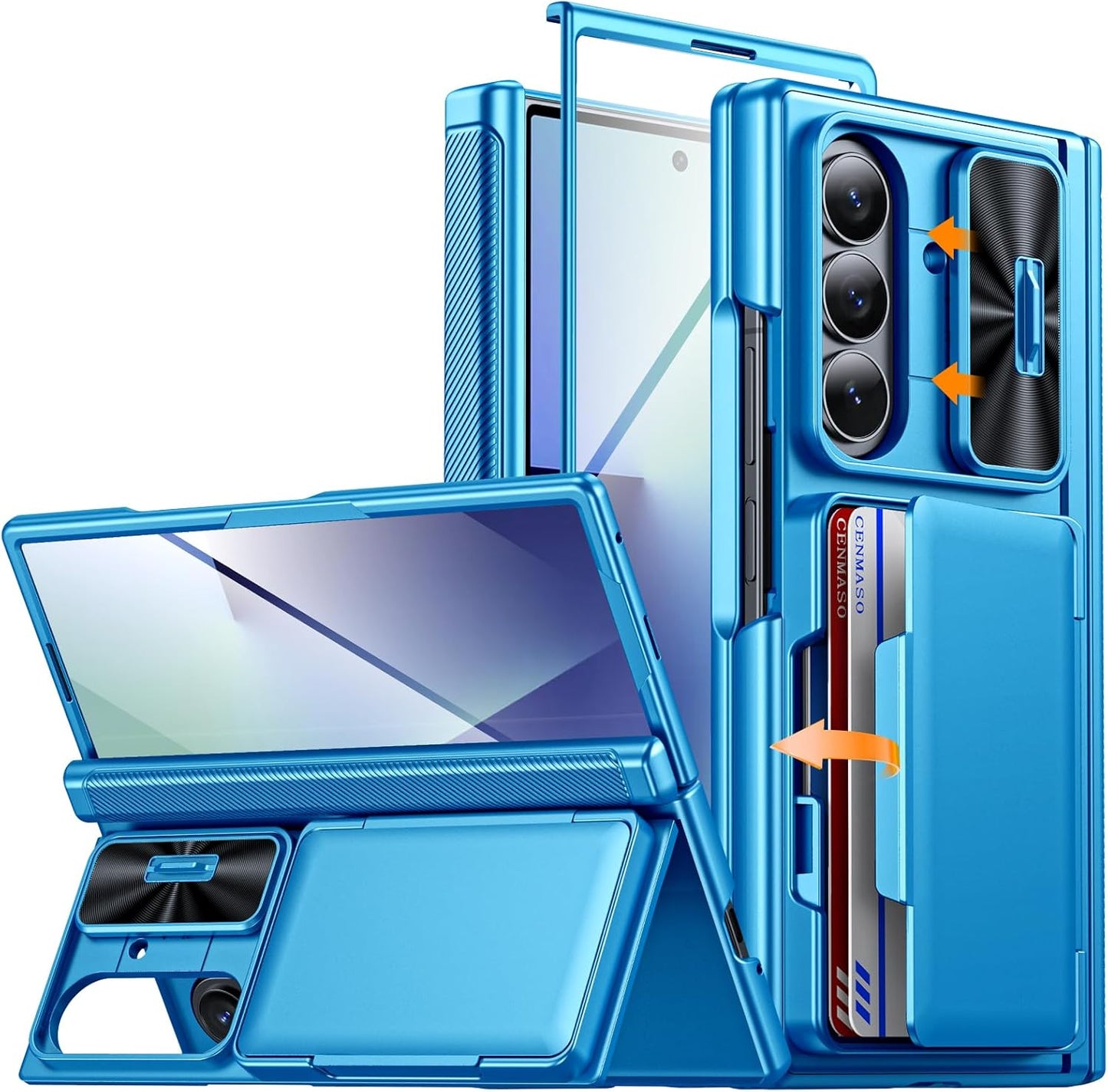 CENMASO Samsung Galaxy Z Fold 7 Case with Card Holder & Kickstand