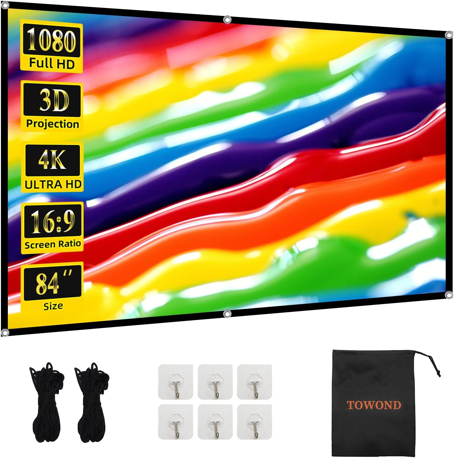 84 Wrinkle-Free HD Portable Projector Screen