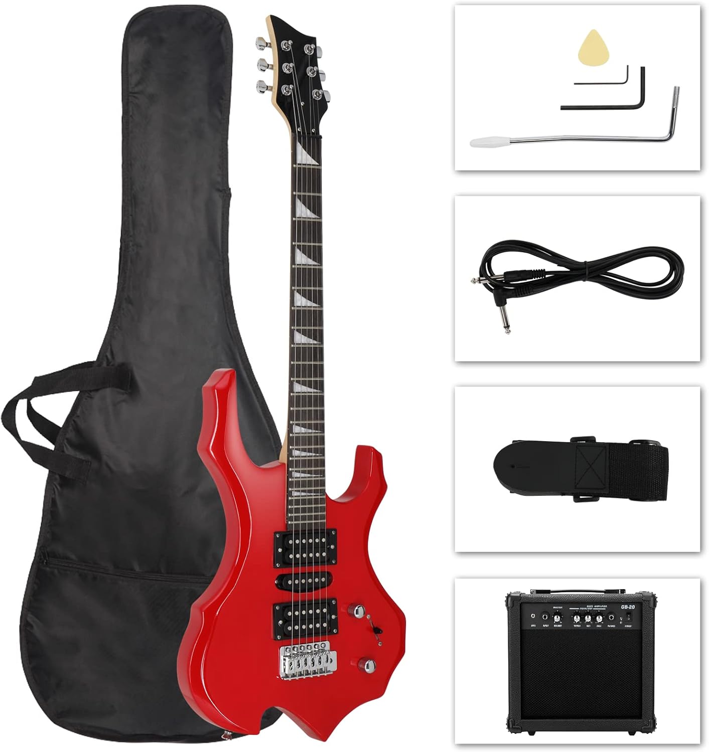 Ktaxon Burning Fire Design Electric Guitar Kit for Beginners