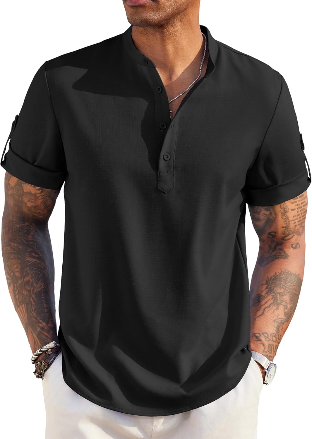 COOFANDY Men's Casual Henley Shirt for Summer Beach Style