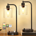 Industrial Table Lamps Set of 2 with USB Ports - Stepless Dimming