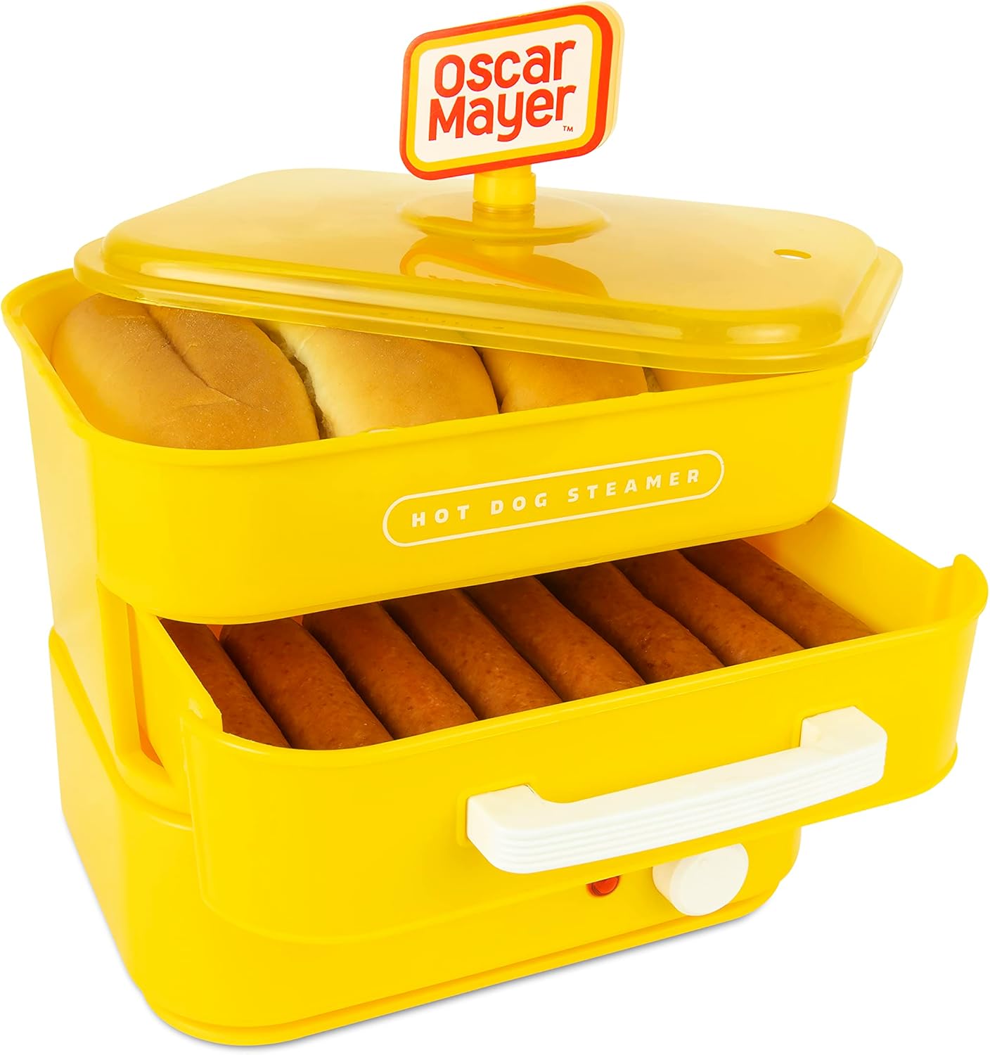 Vintage Hot Dog Steamer & Bun Warmer: 8 Dogs, 4 Buns, Multi-Use Yellow