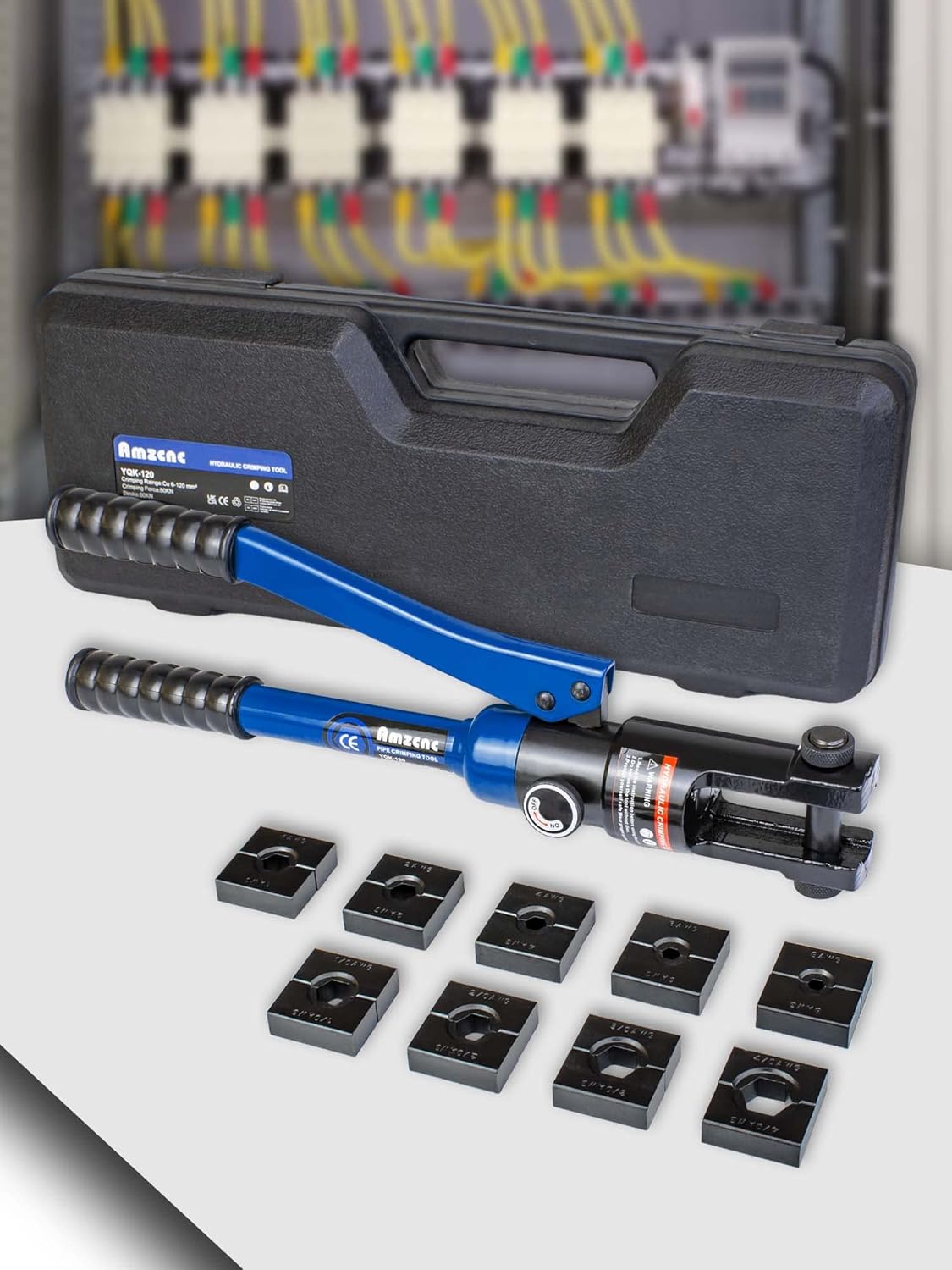 12 Ton Hydraulic Crimping Tool with 9 Standard American Dies