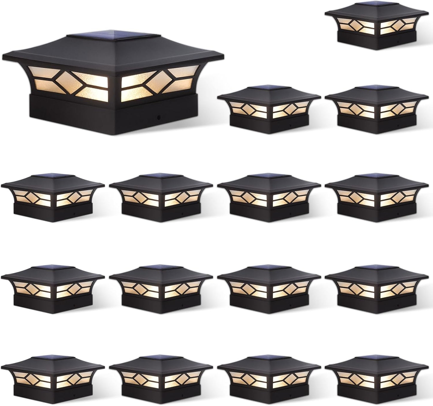 Solar Post Cap Lights Outdoor 16pack for Decks and Patios