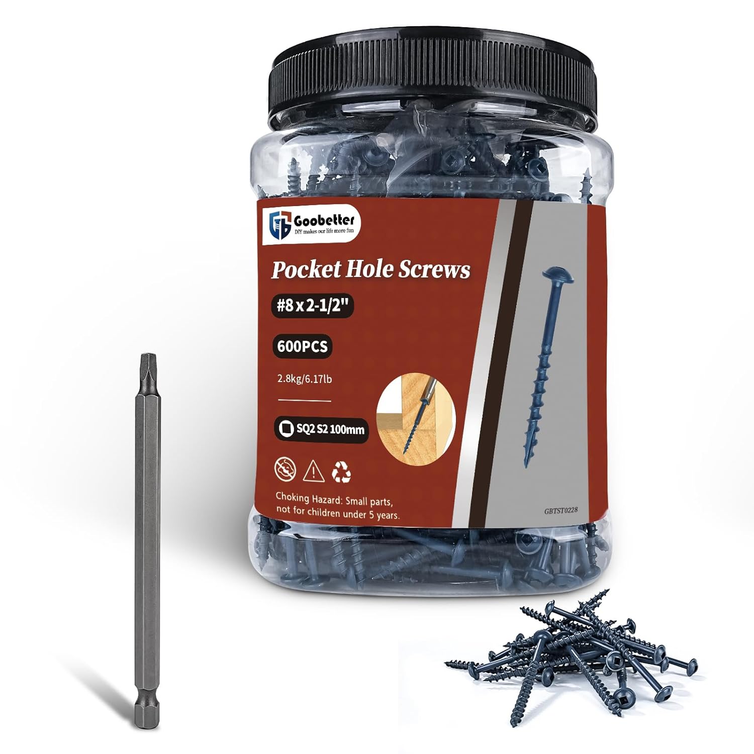 Pocket Hole Screws #8 x 2-1/2in for Durable Wood Joinery
