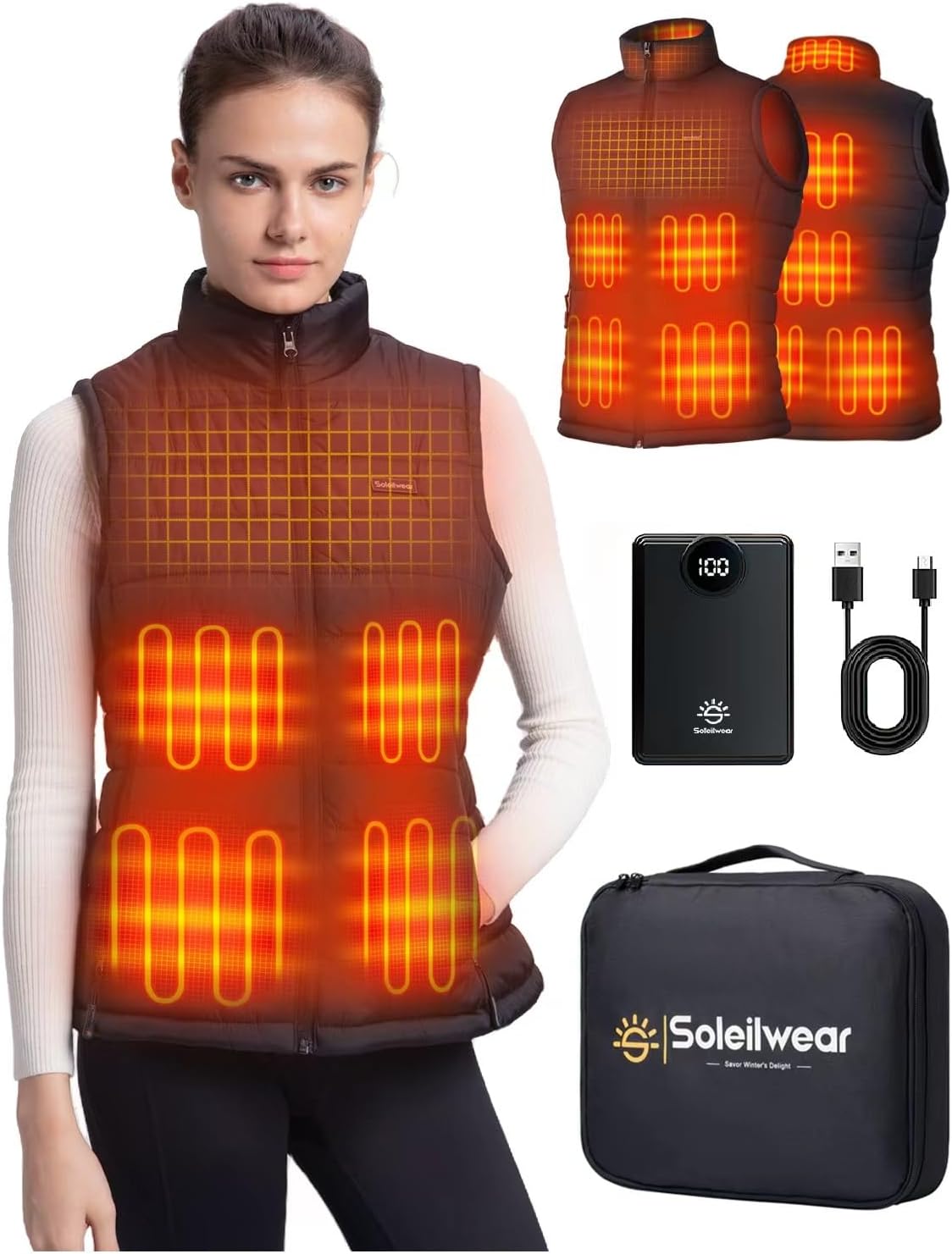 Womens Heated Vest with 12000mAh Battery for Outdoor Use