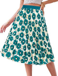 Flowy Pleated Midi Skirt for Women Featuring High Elastic Waist