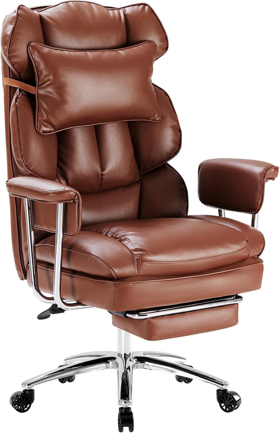 ErgoLux Big & Tall Office Chair - Lumbar Support, Reclining, Brown