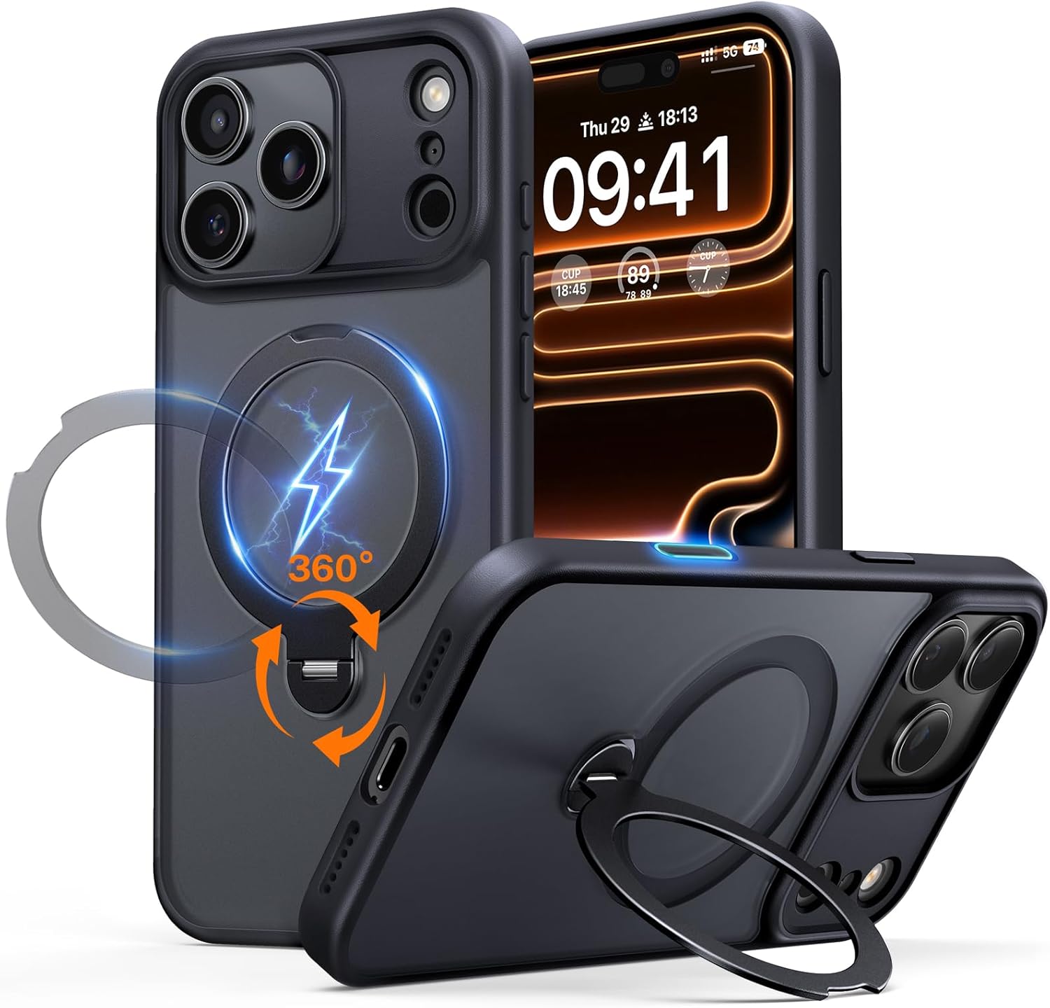 iPhone 17 Pro Max Case with 360 Spin Magnetic Stand and More