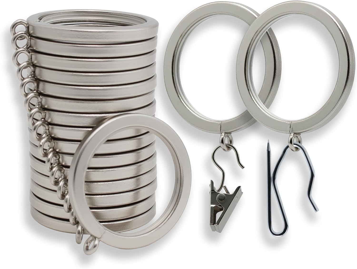 Silent Glide Curtain Rings Set - 18 Premium Metal Rings for Smooth Operation