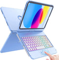 Touch Keyboard Case for iPad 11th/10th Gen - Blue Backlit 360 Rotate